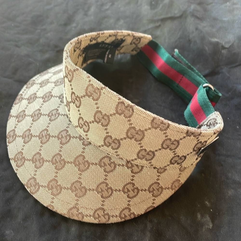 Gucci Visor Large Sherry Line Double G Logo GG Sun Visor Canvas Italian Classic